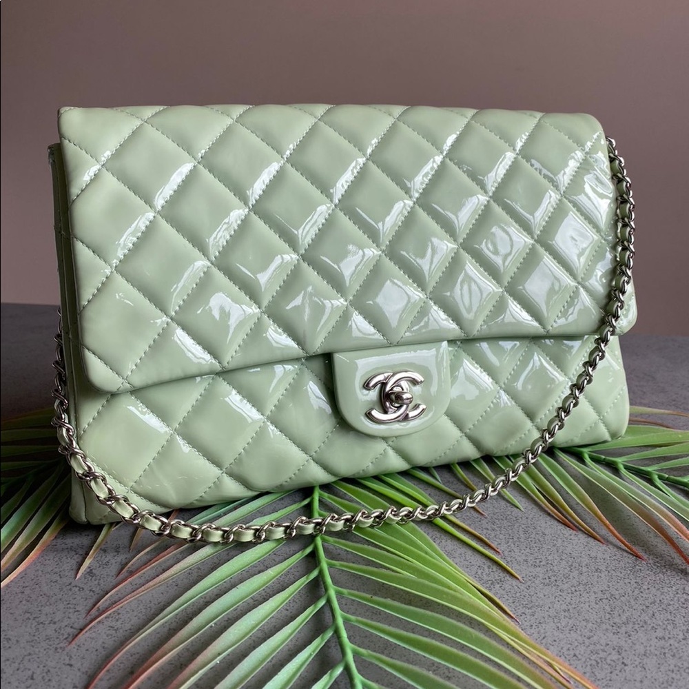 Chanel patent mint classic bag